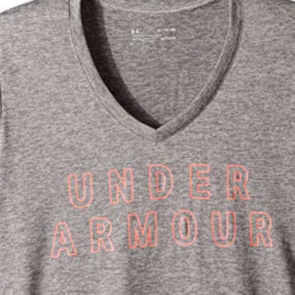 Under Armour Short Sleeve V Neck Workout Top Gray - Picture 2 of 4